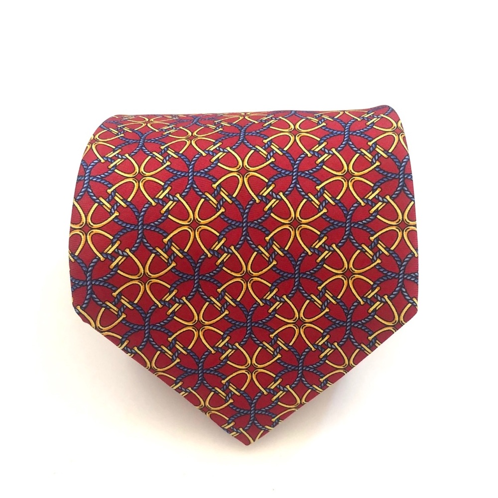 Custom Shop Year of the Horse Red and Blue Equestrian Geometric Tie